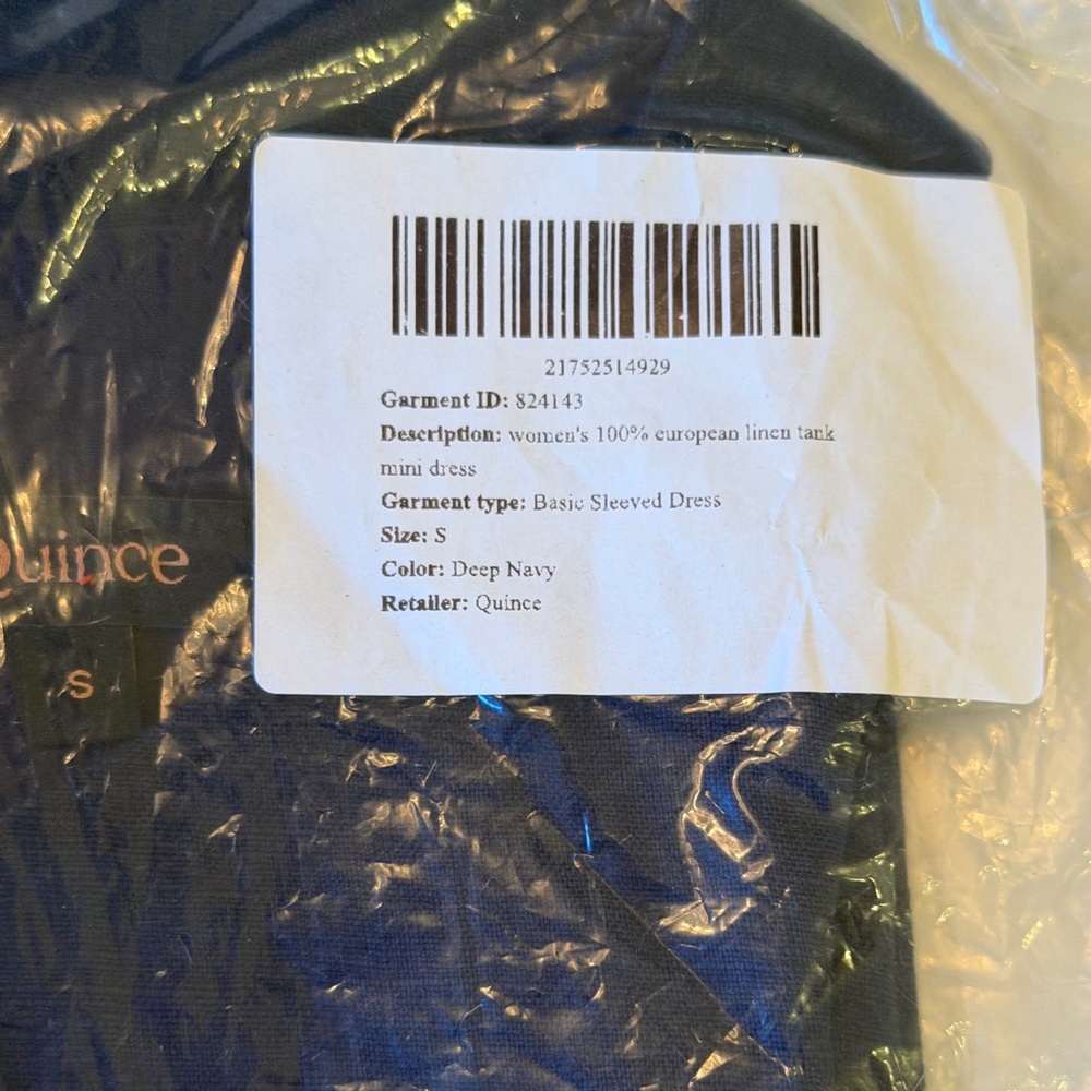 NWT Quince women's 100% european linen tank mini Dress Sleeveless Navy Blue Sz S - Picture 3 of 4